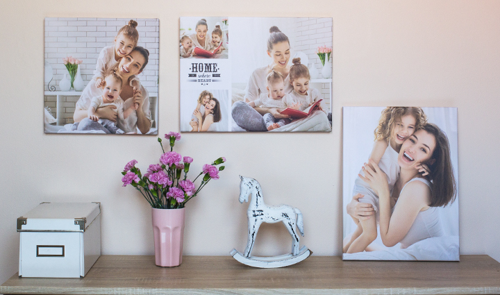 Collection of canvases of mother and daughter