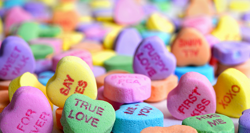 Valentine’s candy with words