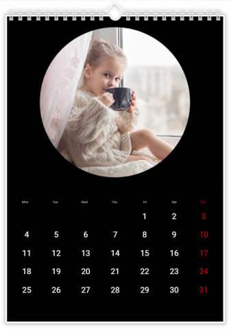 Fotokalendář A3 výšku Round Frame Black