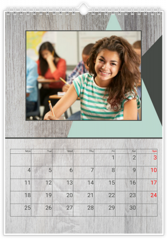Photo Calendar 12x18 inches Wooden Facture